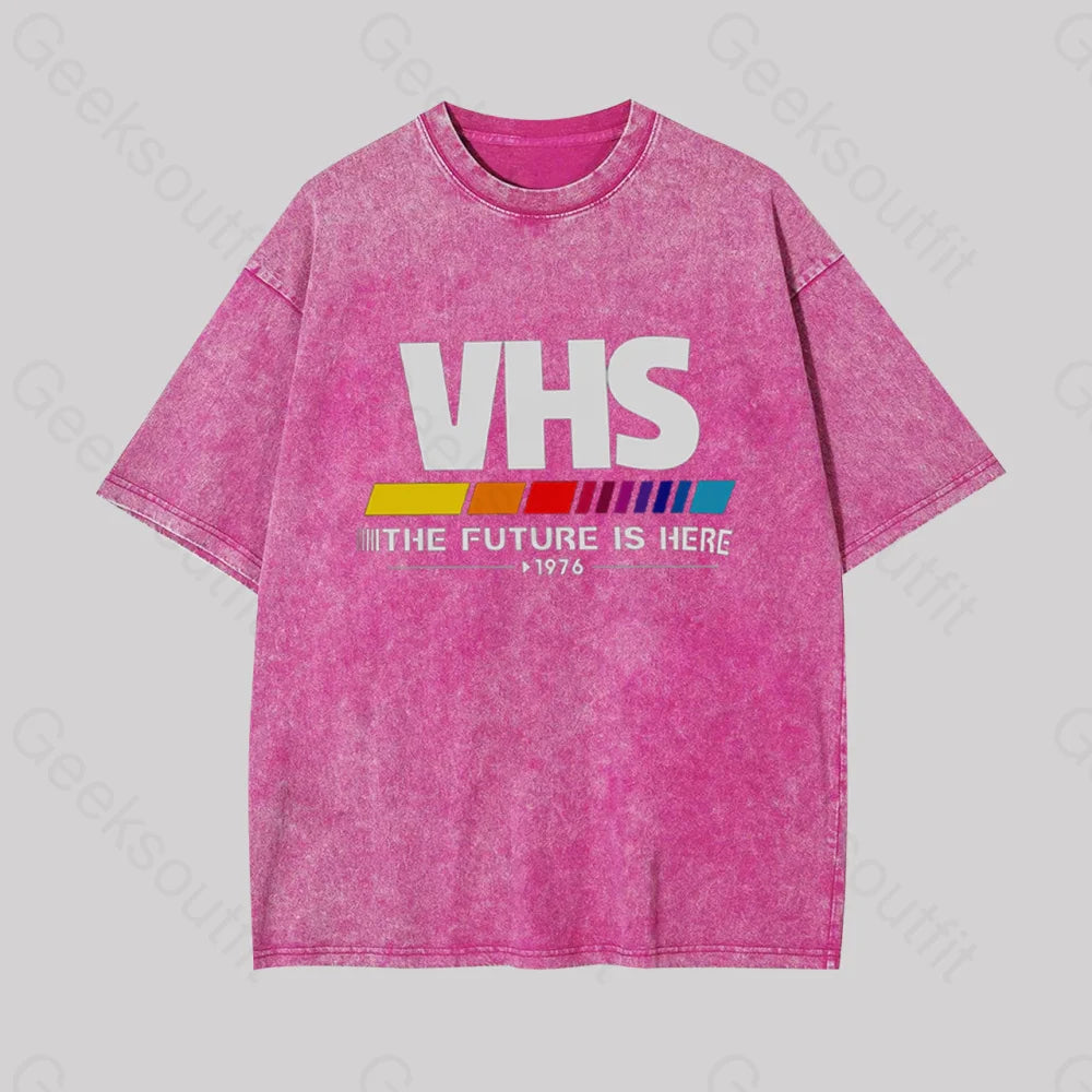 Vhs ��C The Future Is Now Geek Washed T-Shirt Rose Red / S