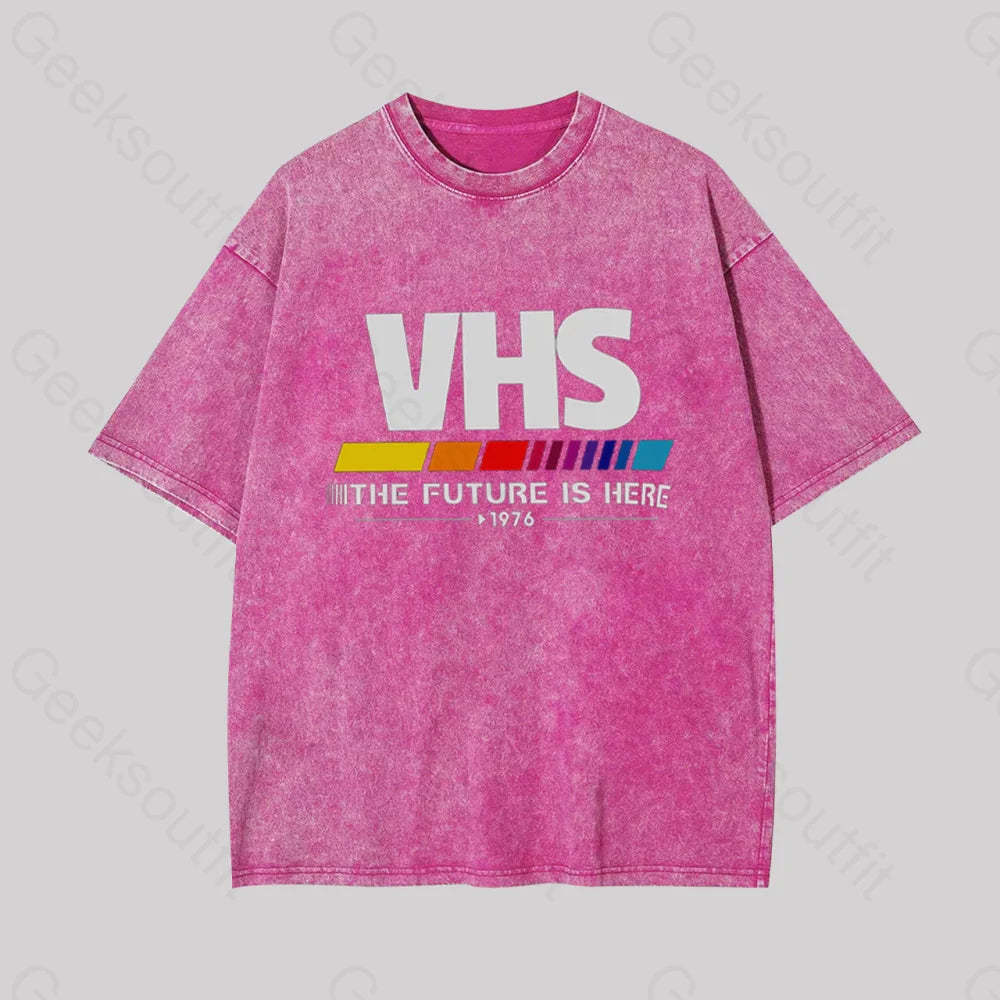 Vhs ��C The Future Is Now Geek Washed T-Shirt Rose Red / S