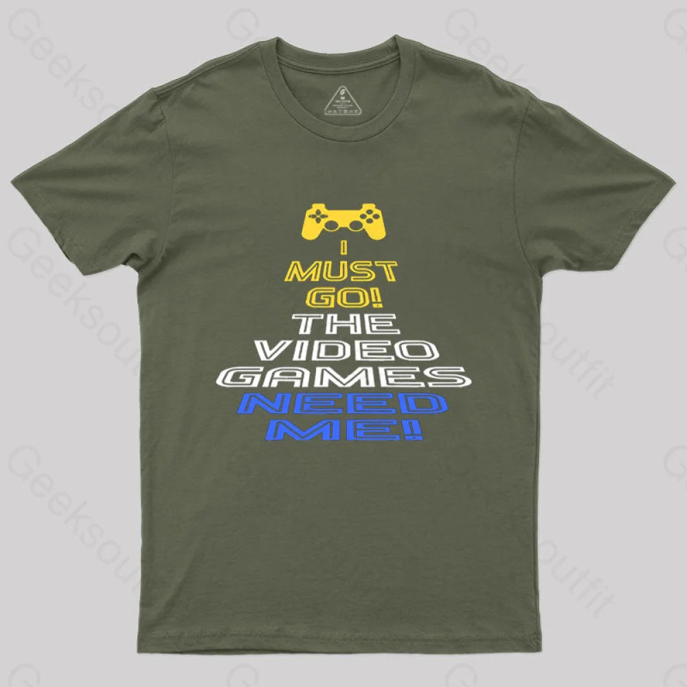 Video Games Gamer T-Shirt Army Green / S