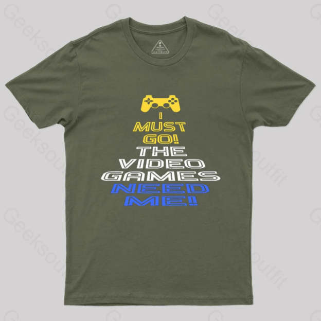 Video Games Gamer T-Shirt Army Green / S