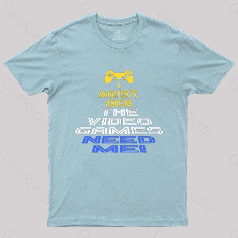 Video Games Gamer T-Shirt Light Blue / S