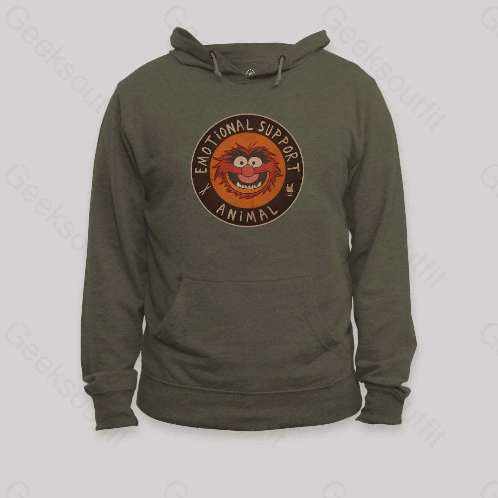 Vintage 70S Muppets Emotional Support Animal Hoodie Army Green / S