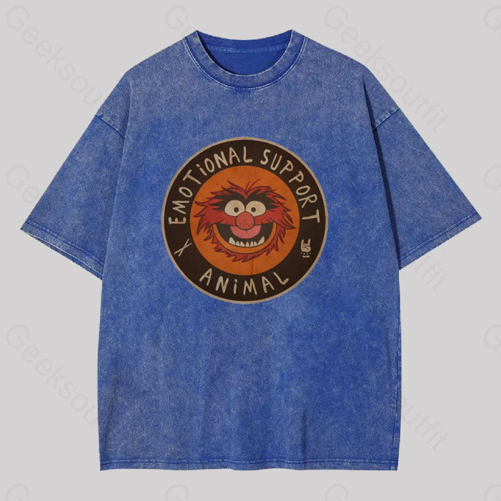 Vintage 70S Muppets Emotional Support Animal Washed T-Shirt Blue / S