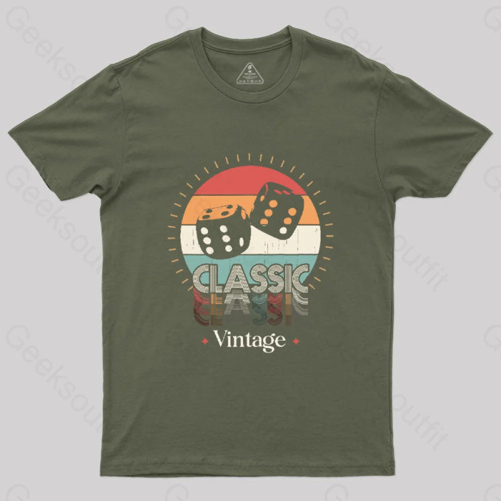 Vintage Classic Dice T-Shirt Army Green / S
