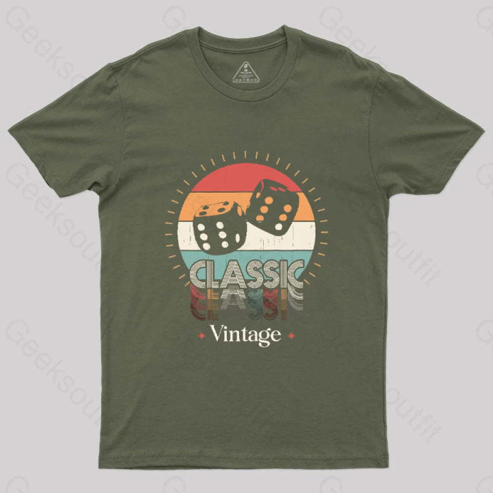 Vintage Classic Dice T-Shirt Army Green / S