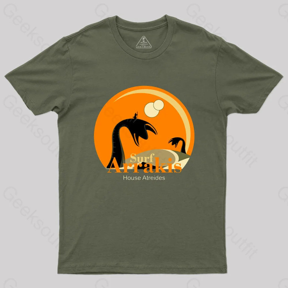 Vintage Distressed Surf T-Shirt Army Green / S