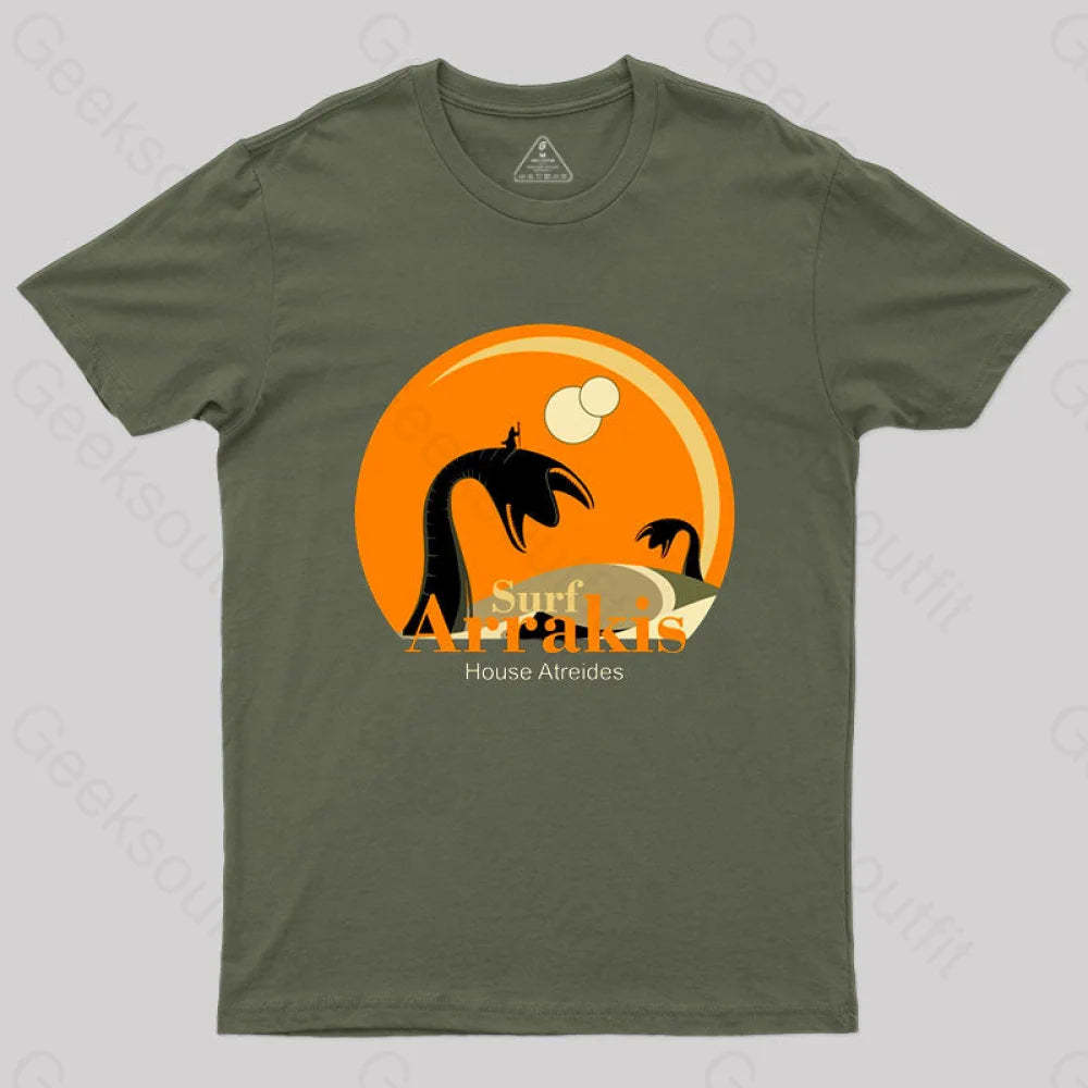 Vintage Distressed Surf T-Shirt Army Green / S