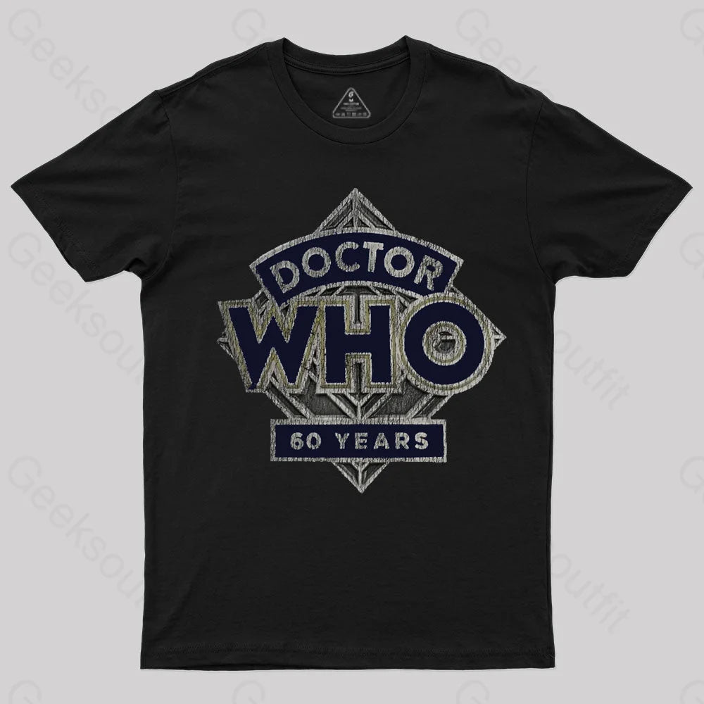 Vintage Doctor Who 60Th Anniversary Geek T-Shirt Black / S