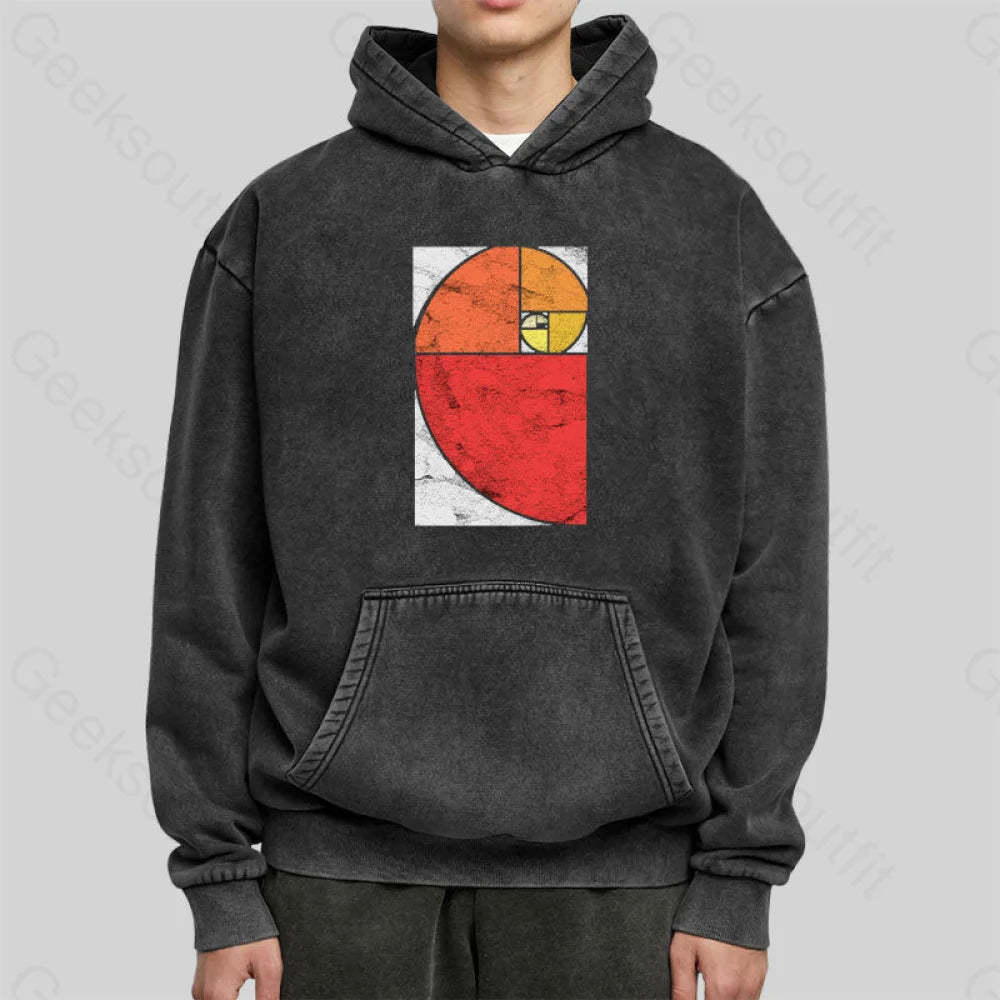 Vintage Fibonacci Sequence Golden Ratio Washed Hoodie