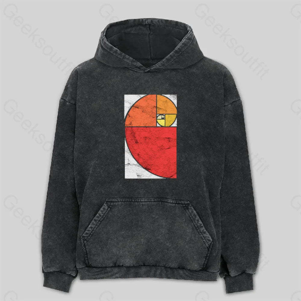 Vintage Fibonacci Sequence Golden Ratio Washed Hoodie M