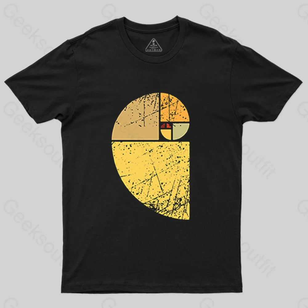 Vintage Fibonacci Spiral Science T-Shirt Black / S