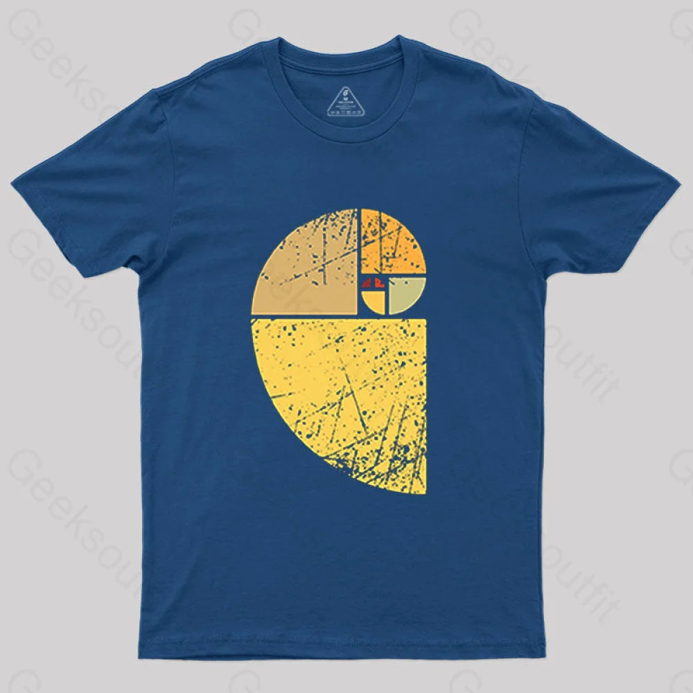 Vintage Fibonacci Spiral Science T-Shirt Navy / S