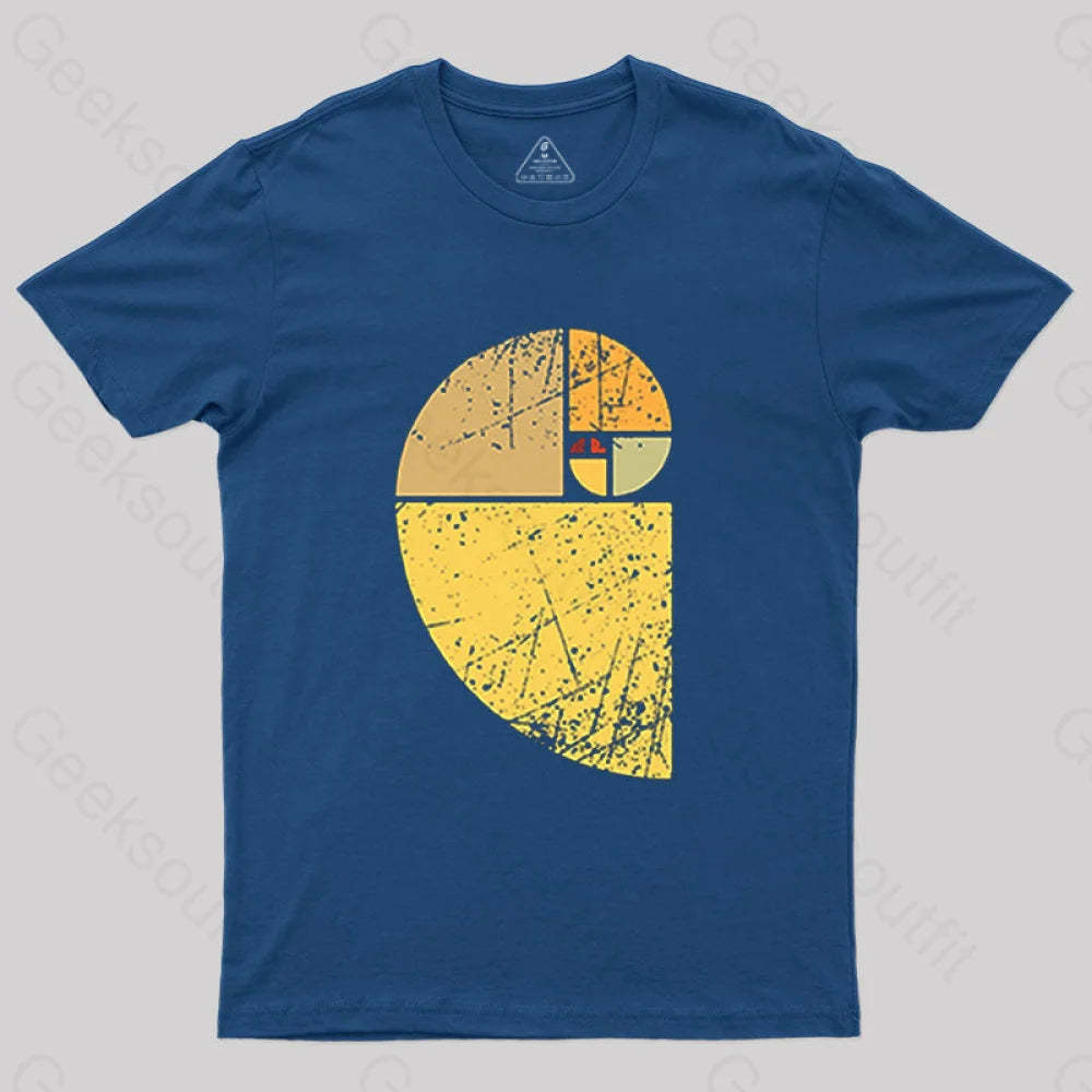 Vintage Fibonacci Spiral Science T-Shirt Navy / S