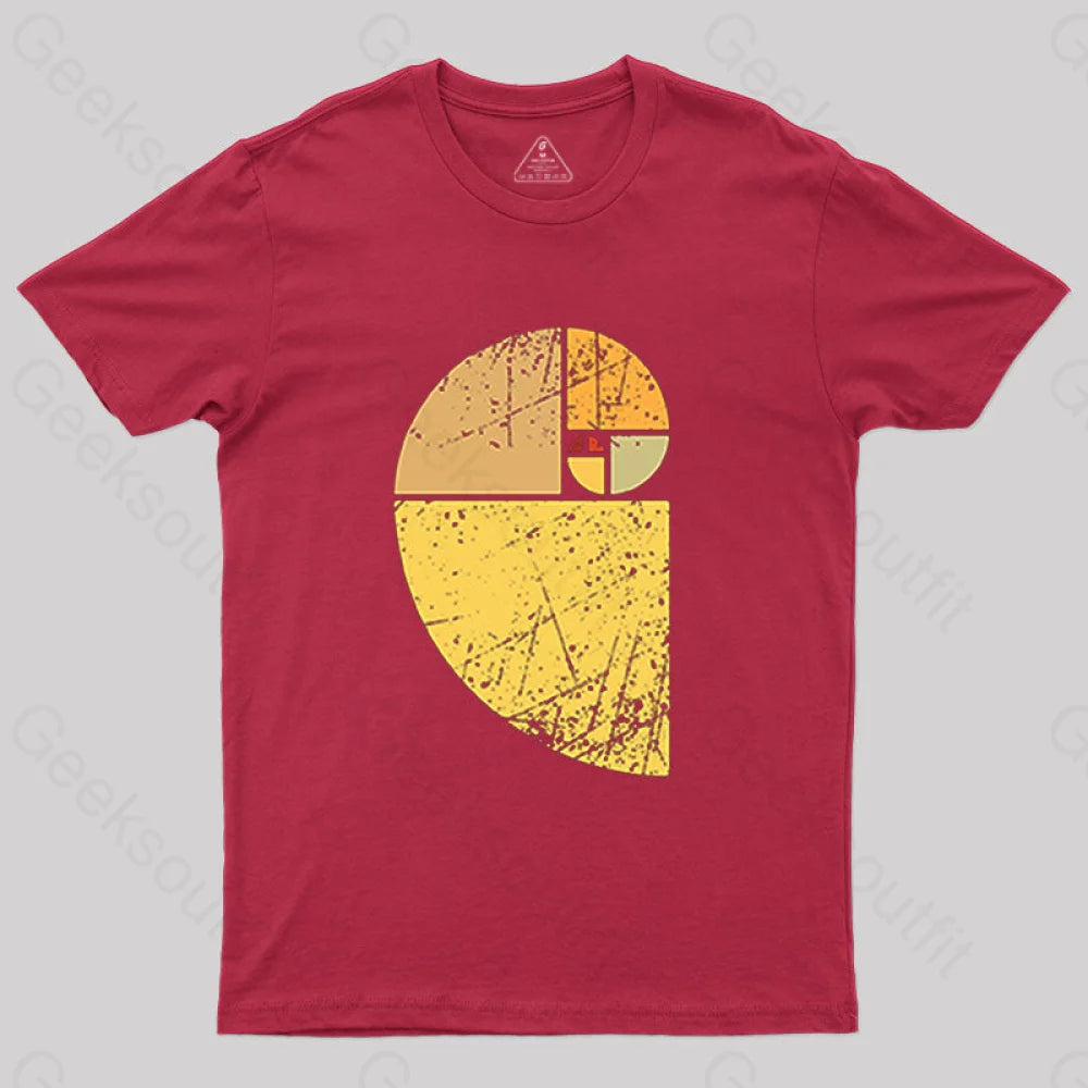 Vintage Fibonacci Spiral Science T-Shirt Red / S