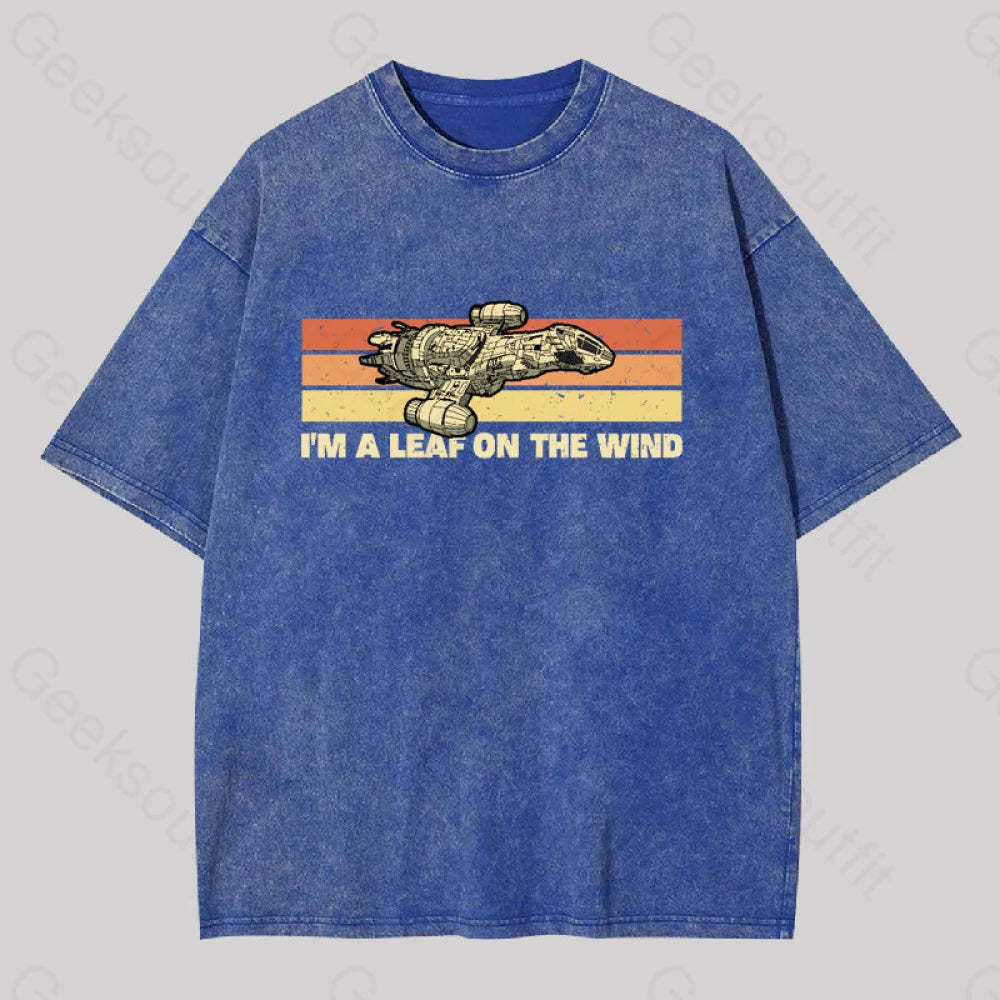 Vintage Leaf On The Wind Washed T-Shirt Blue / S