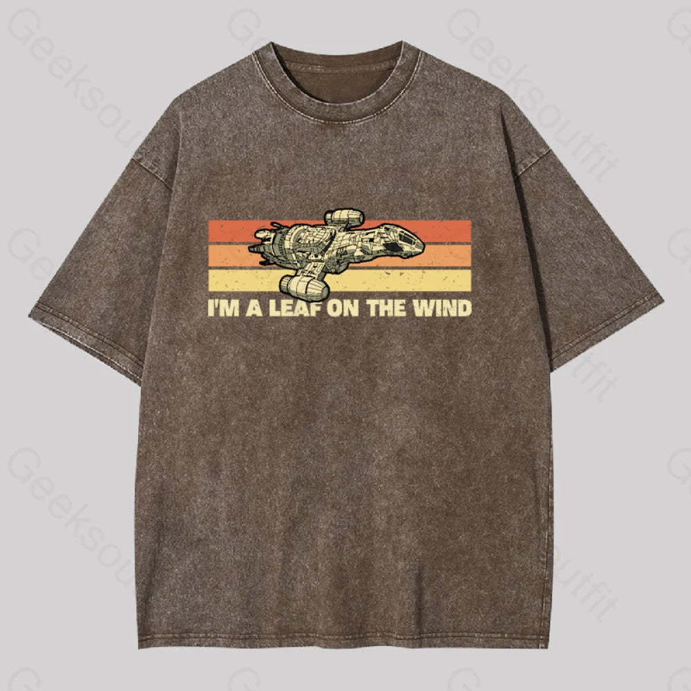 Vintage Leaf On The Wind Washed T-Shirt Coffee / S