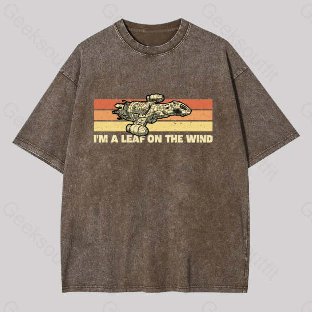 Vintage Leaf On The Wind Washed T-Shirt Coffee / S