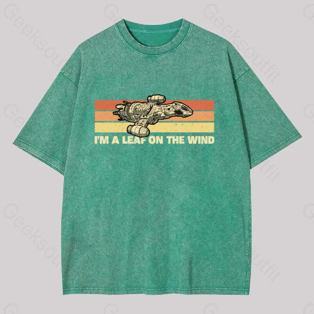 Vintage Leaf On The Wind Washed T-Shirt Grass Green / S