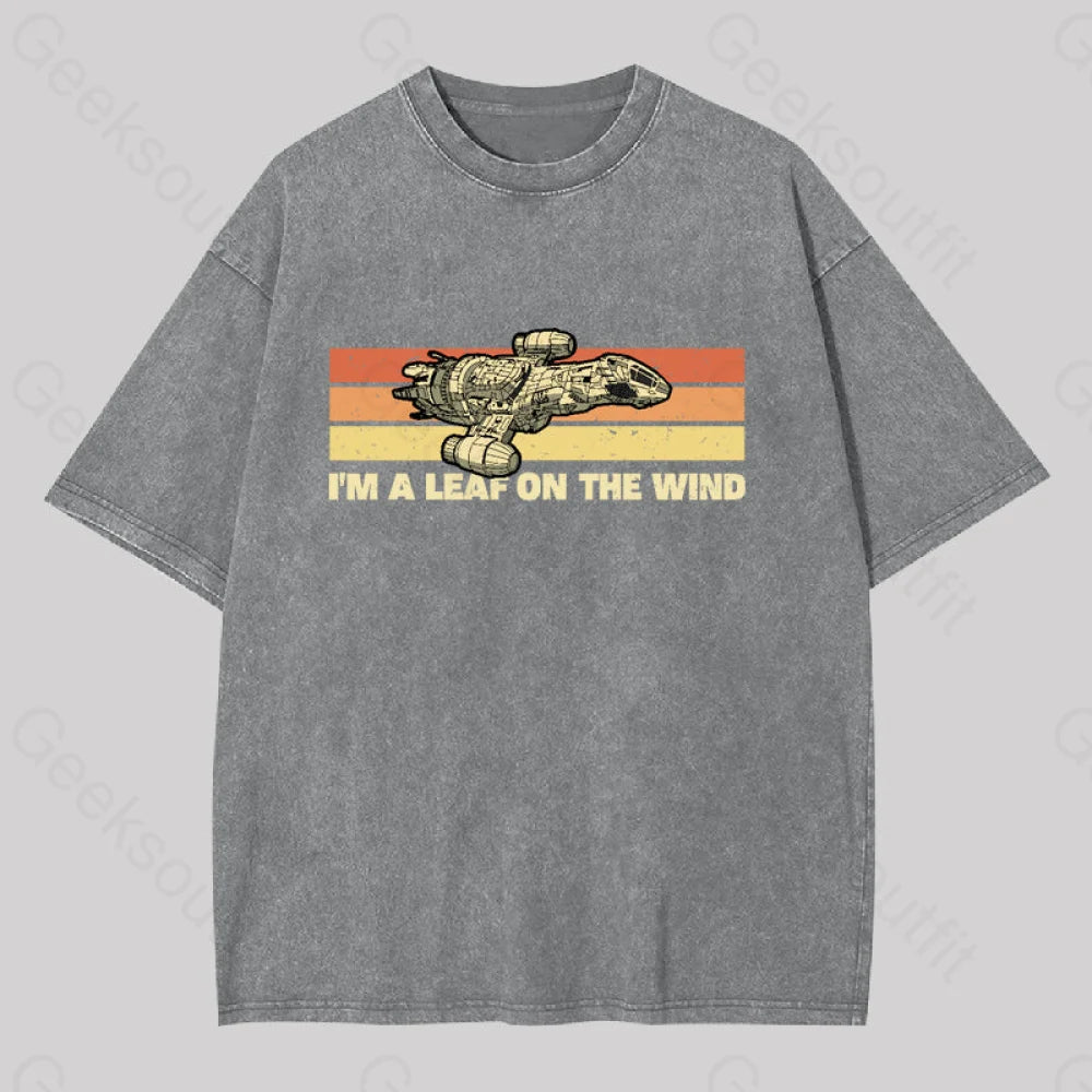 Vintage Leaf On The Wind Washed T-Shirt Grey / S