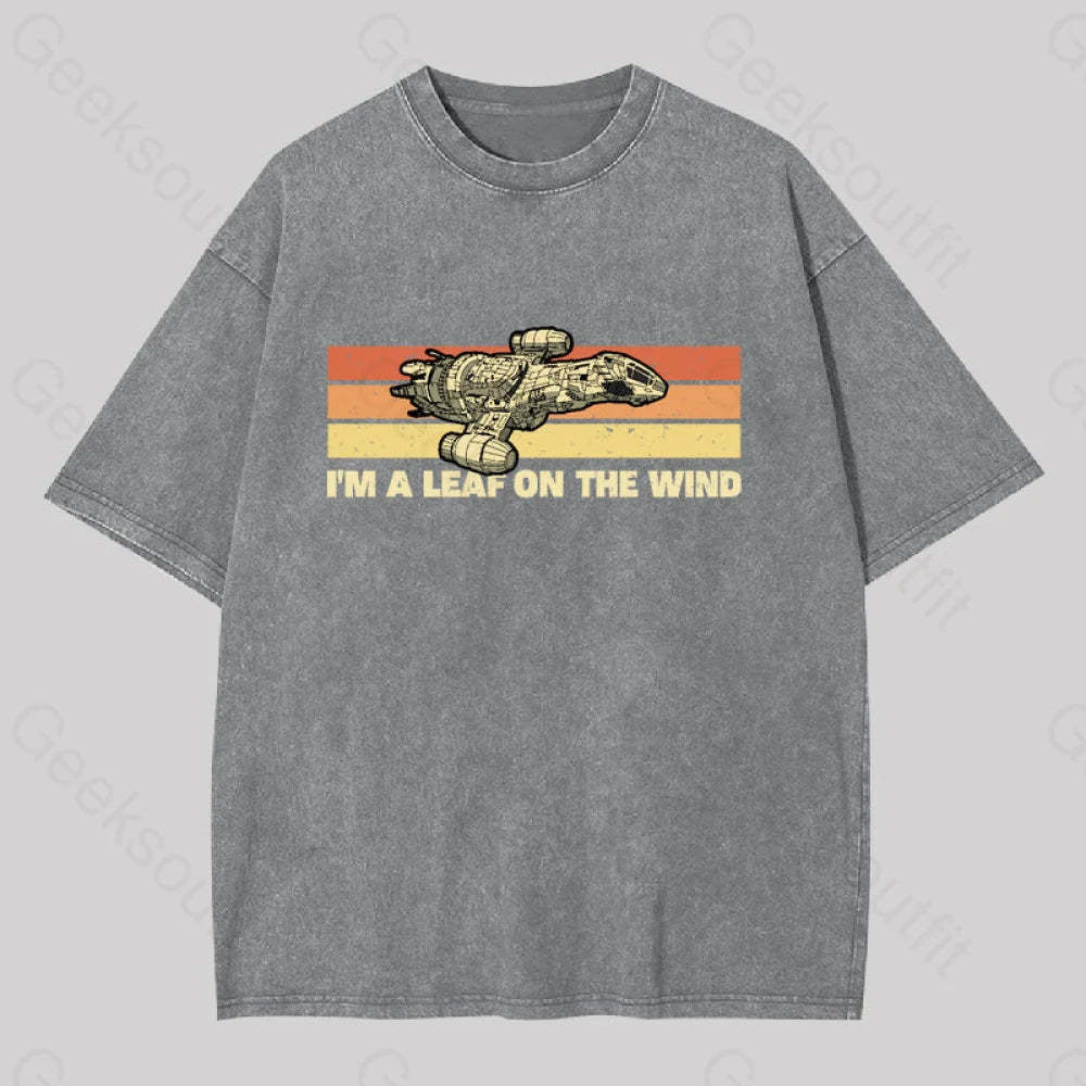 Vintage Leaf On The Wind Washed T-Shirt Grey / S