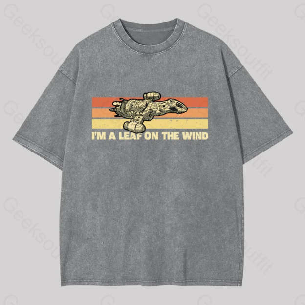 Vintage Leaf On The Wind Washed T-Shirt Grey / S