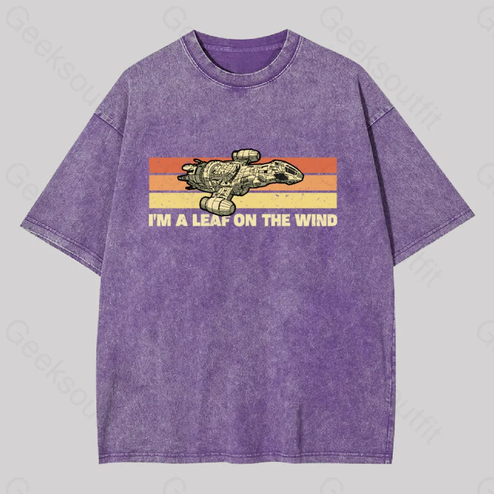 Vintage Leaf On The Wind Washed T-Shirt Purple / S