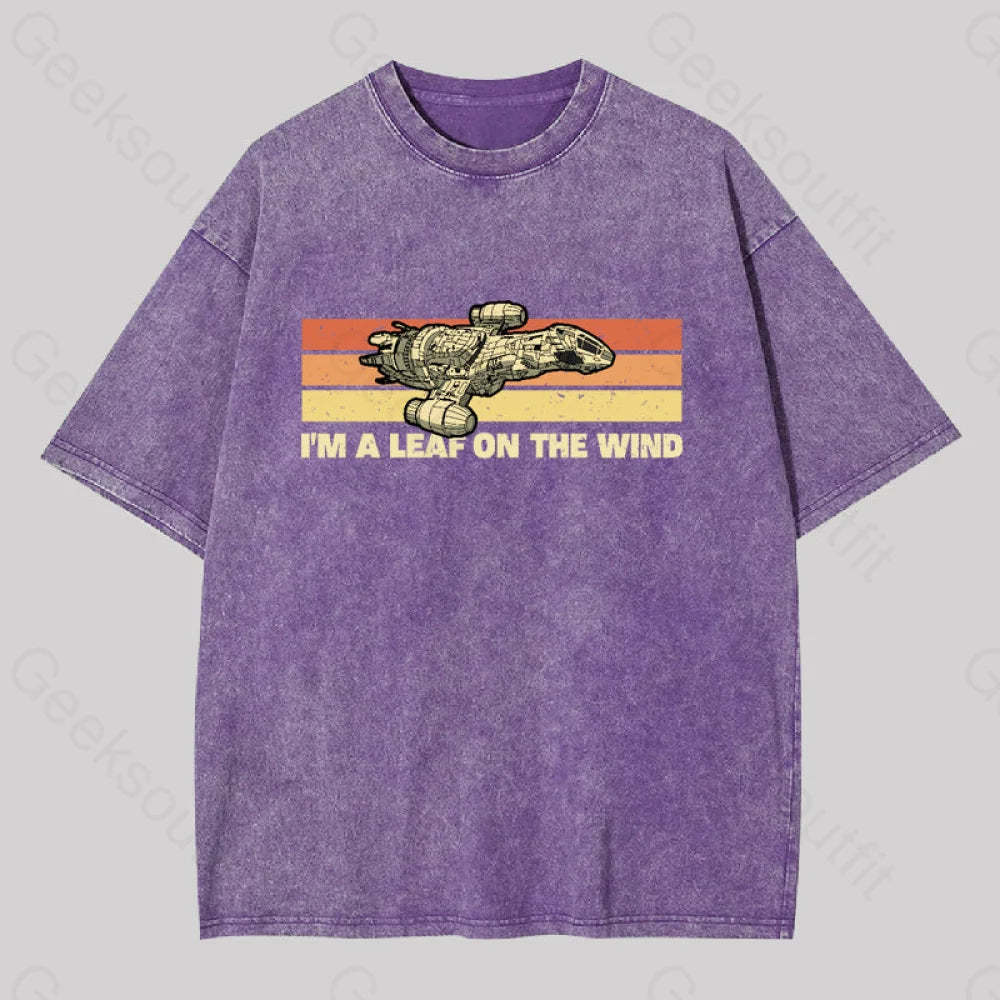 Vintage Leaf On The Wind Washed T-Shirt Purple / S
