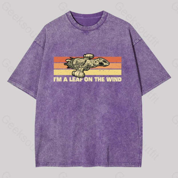 Vintage Leaf On The Wind Washed T-Shirt Purple / S
