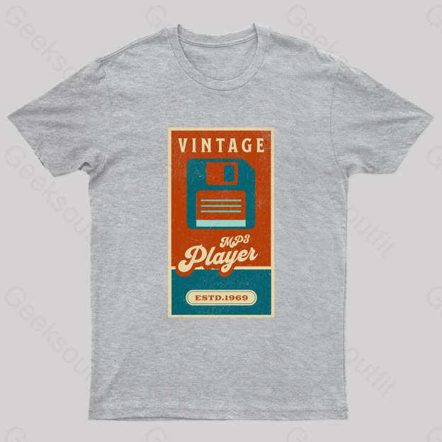 Vintage Retro Groove Floppy Beats Geek T-Shirt Grey / S
