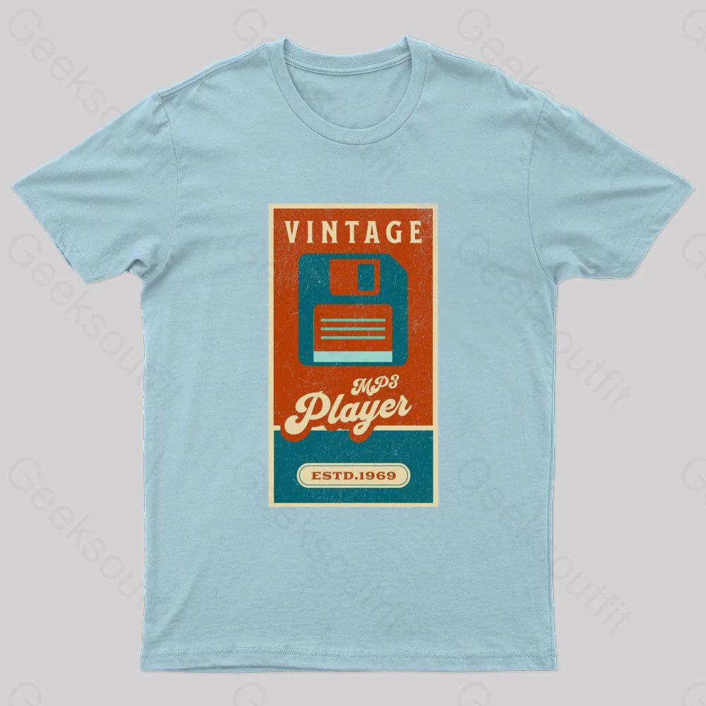 Vintage Retro Groove Floppy Beats Geek T-Shirt Light Blue / S