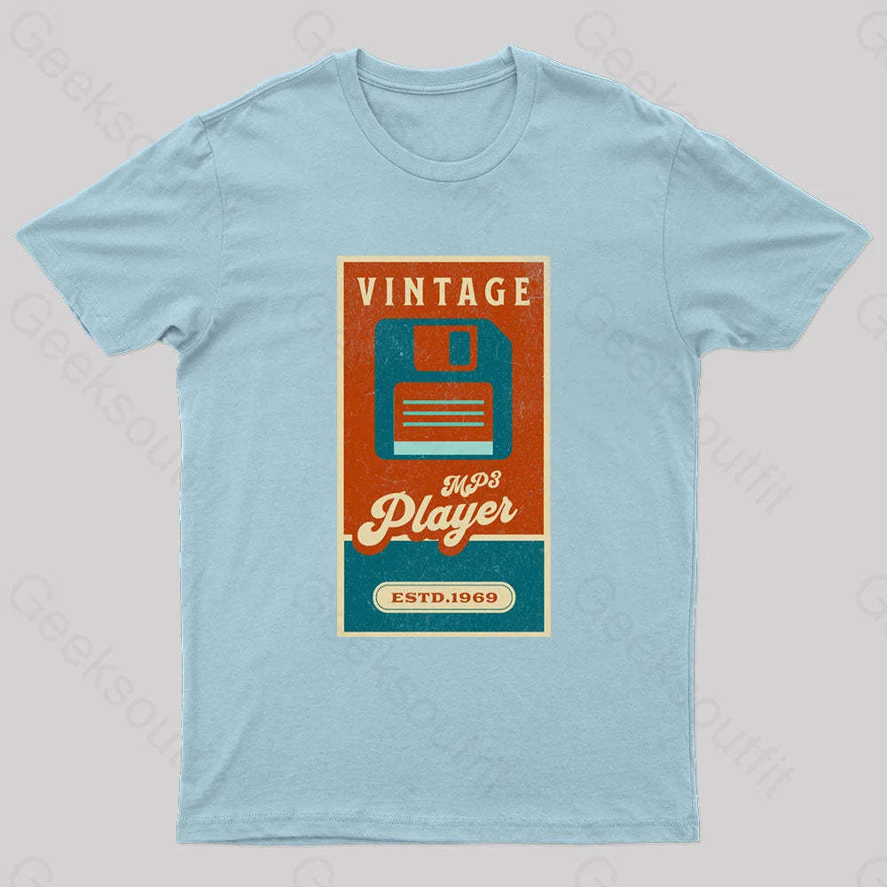 Vintage Retro Groove Floppy Beats Geek T-Shirt Light Blue / S