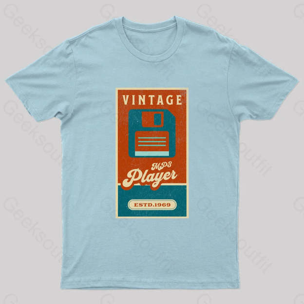 Vintage Retro Groove Floppy Beats Geek T-Shirt Light Blue / S