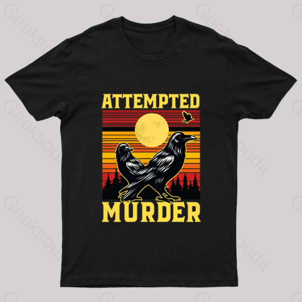 Vintage Sunset Attempted Murder Geek T-Shirt Black / S