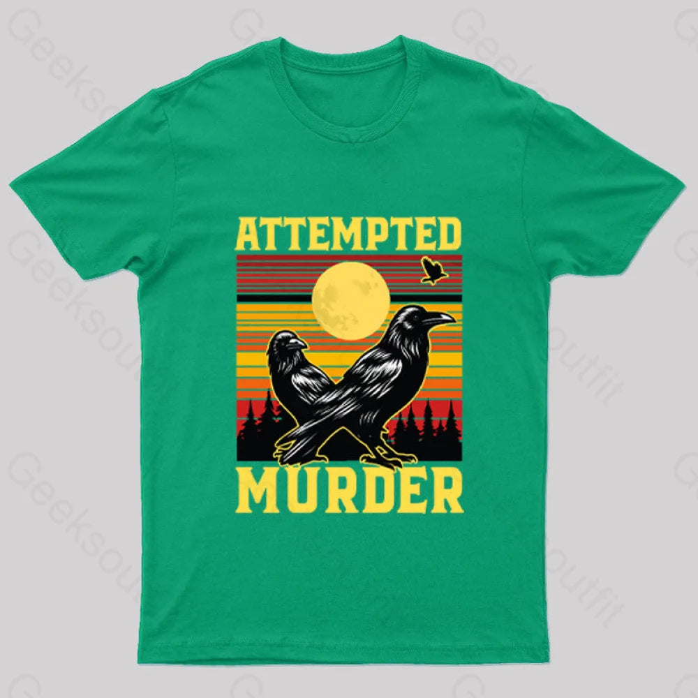Vintage Sunset Attempted Murder Geek T-Shirt Green / S