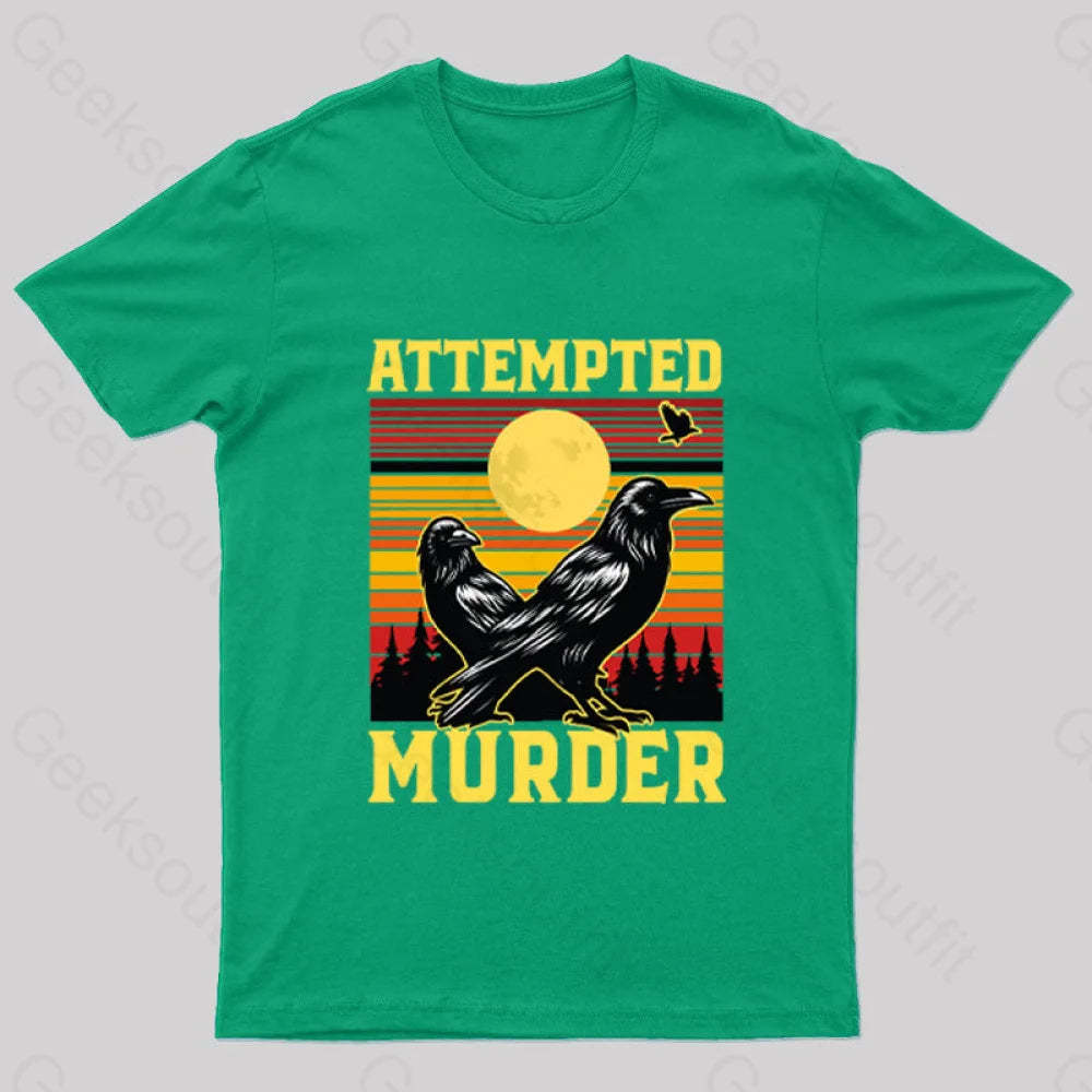 Vintage Sunset Attempted Murder Geek T-Shirt Green / S