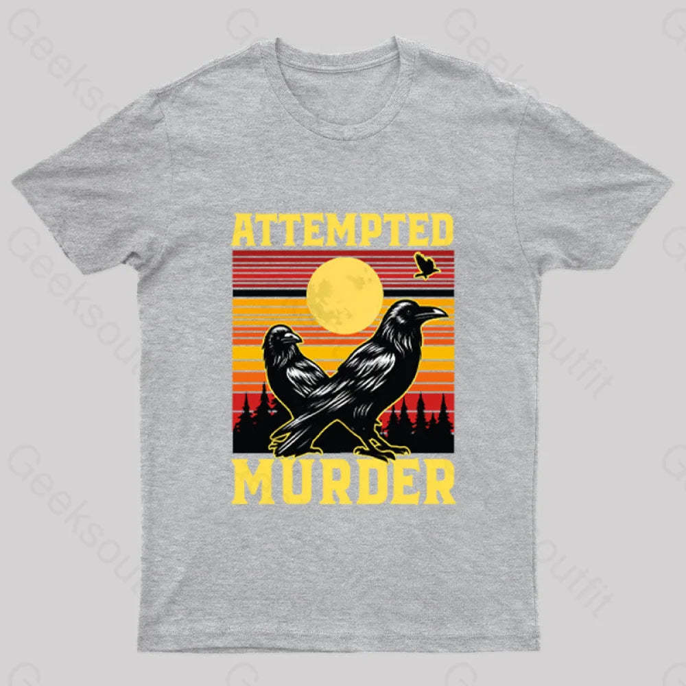 Vintage Sunset Attempted Murder Geek T-Shirt Grey / S