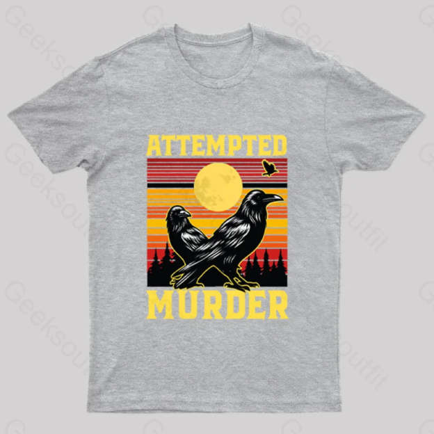Vintage Sunset Attempted Murder Geek T-Shirt Grey / S