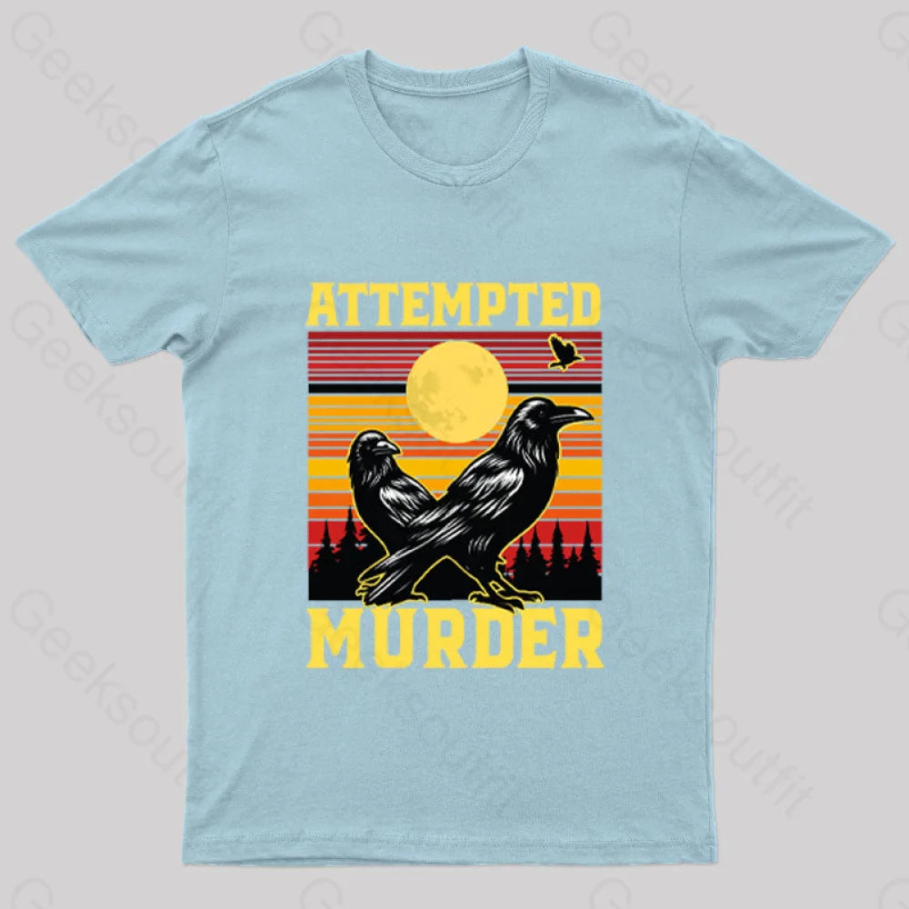 Vintage Sunset Attempted Murder Geek T-Shirt Light Blue / S