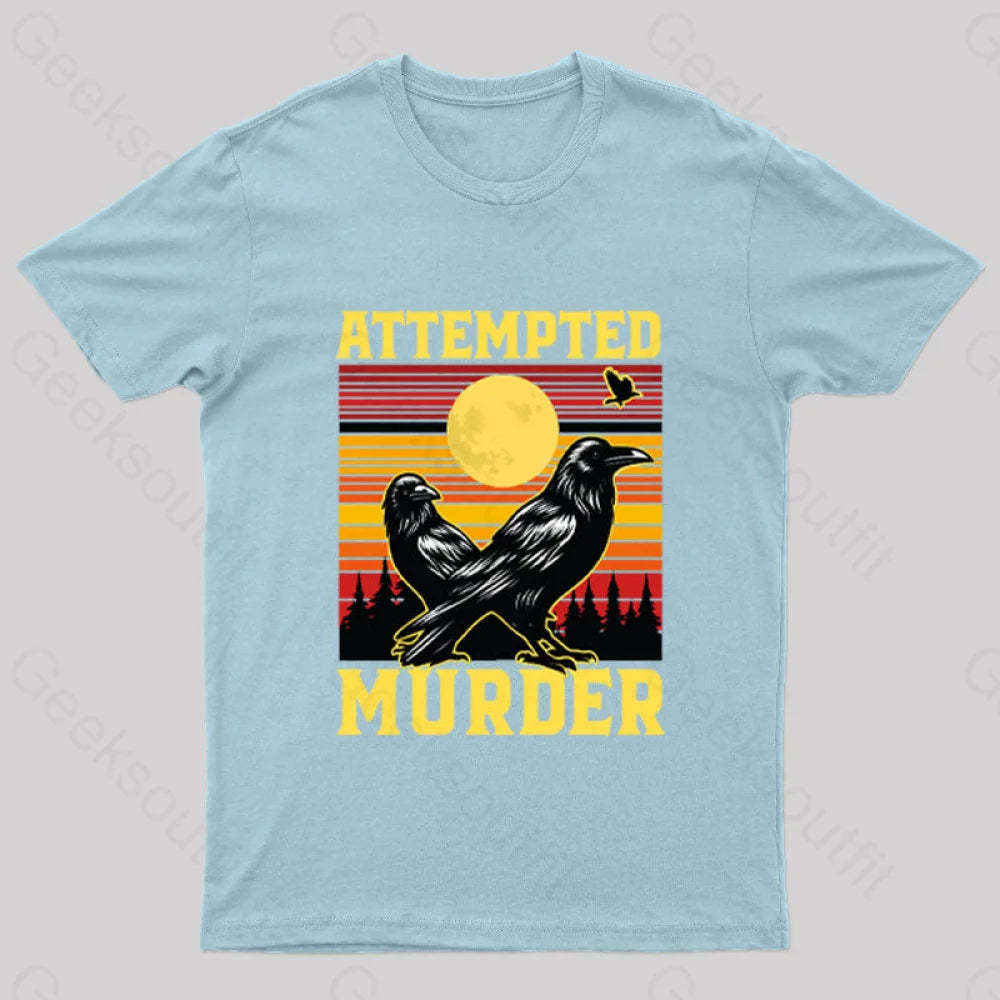 Vintage Sunset Attempted Murder Geek T-Shirt Light Blue / S