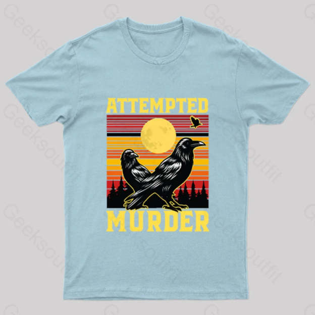 Vintage Sunset Attempted Murder Geek T-Shirt Light Blue / S