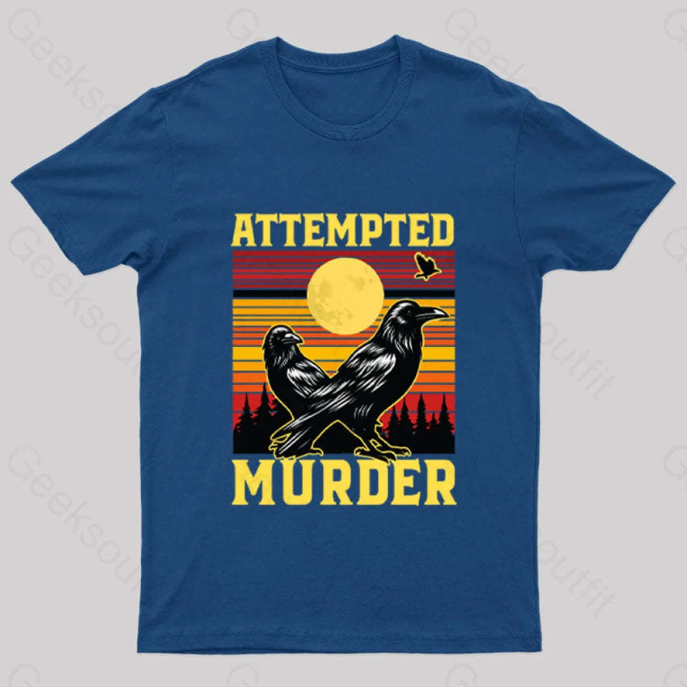 Vintage Sunset Attempted Murder Geek T-Shirt Navy / S