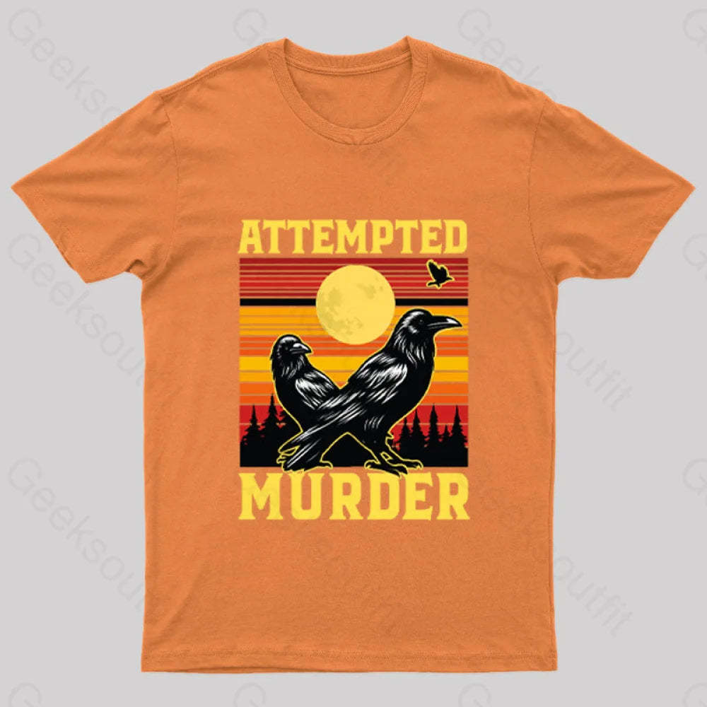 Vintage Sunset Attempted Murder Geek T-Shirt Orange / S