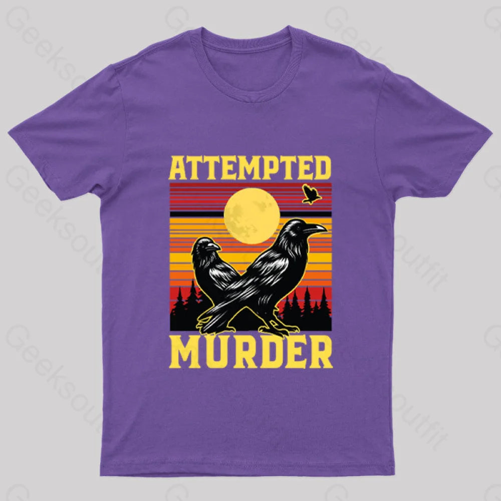 Vintage Sunset Attempted Murder Geek T-Shirt Purple / S