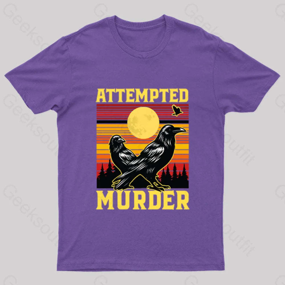 Vintage Sunset Attempted Murder Geek T-Shirt Purple / S