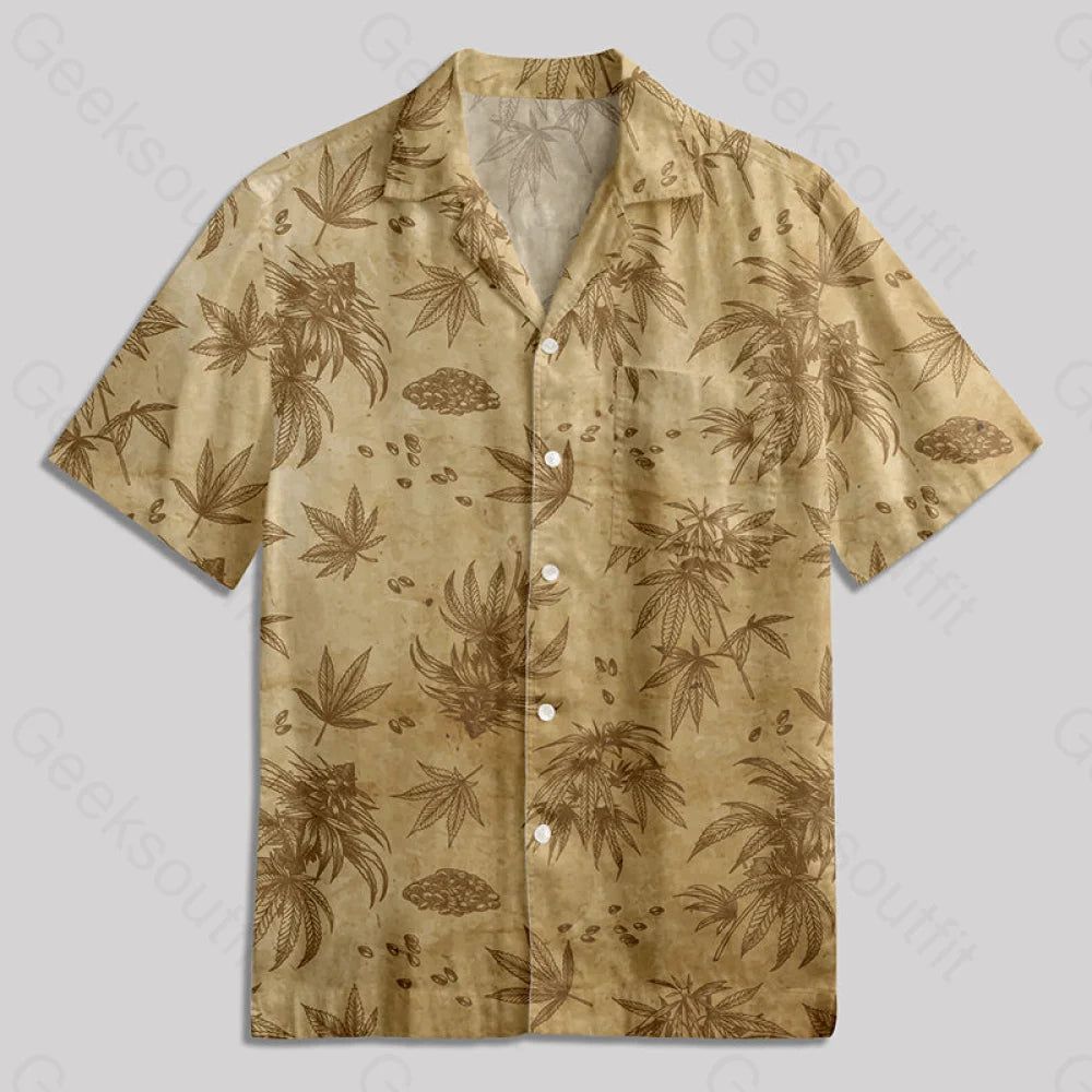 Vintage Weed Sketch Illustration Button Up Pocket Shirt Hawaiian / S Bus562 Yc