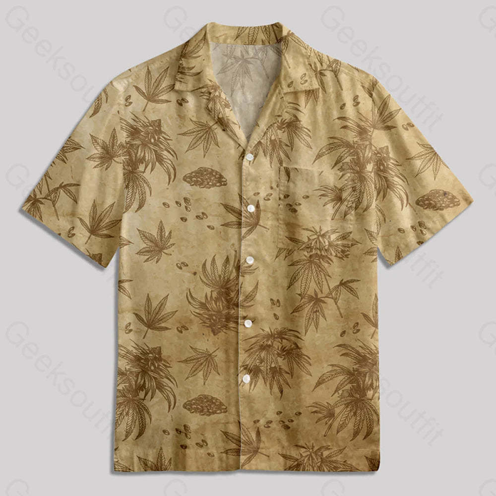 Vintage Weed Sketch Illustration Button Up Pocket Shirt Hawaiian / S Bus562 Yc