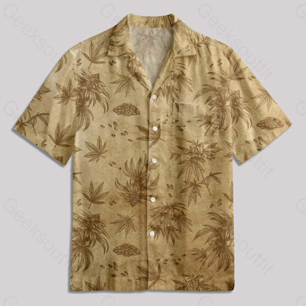 Vintage Weed Sketch Illustration Button Up Pocket Shirt Hawaiian / S Bus562 Yc