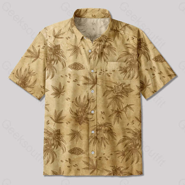 Vintage Weed Sketch Illustration Button Up Pocket Shirt Up / S Bus562 Yc