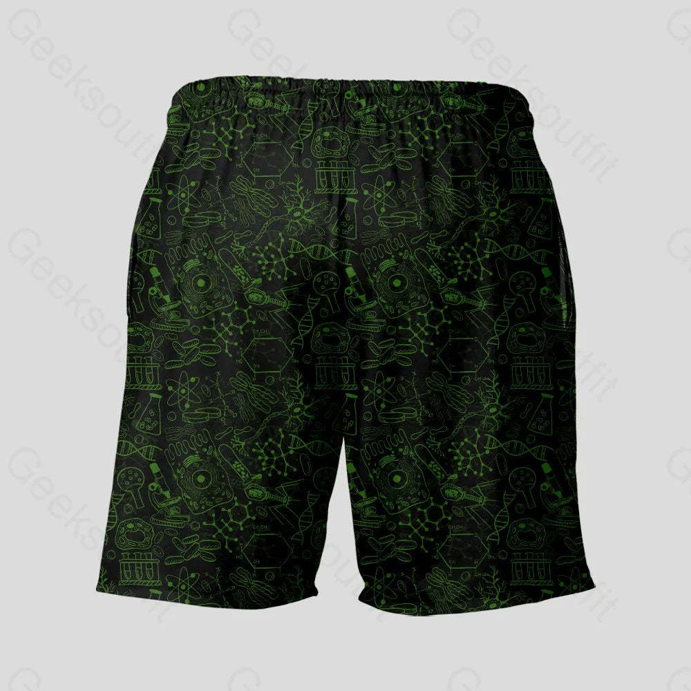 Virus Dark Green Geeky Drawstring Shorts - Geeksoutfit