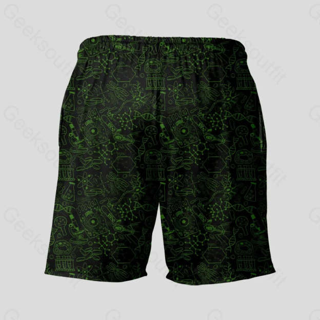 Virus Dark Green Geeky Drawstring Shorts - Geeksoutfit